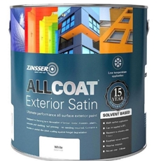 ZINSSER ALLCOAT EXTERIOR SATIN SOLVENT WHITE 5LITRE